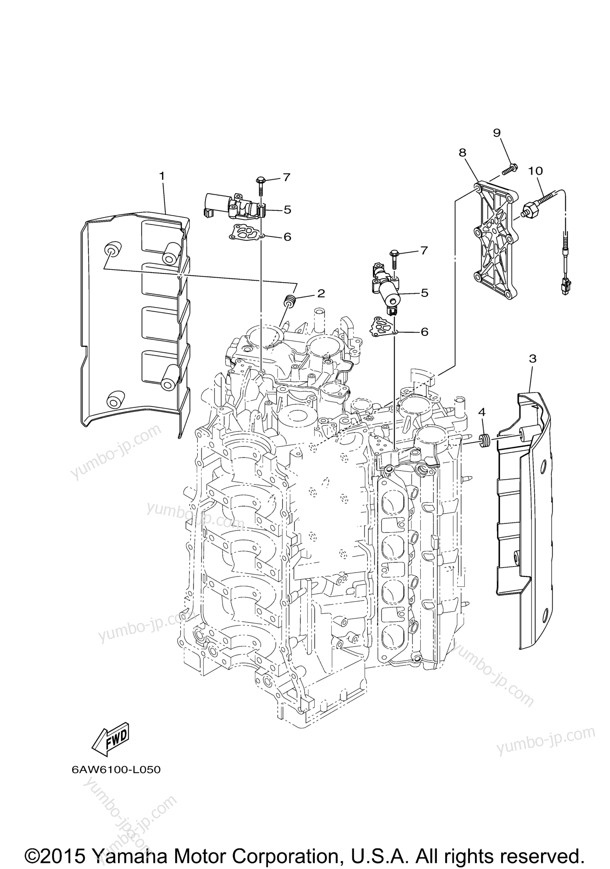 Cylinder Crankcase 3 для лодочных моторов YAMAHA F350UCB (0115) 2006 г.