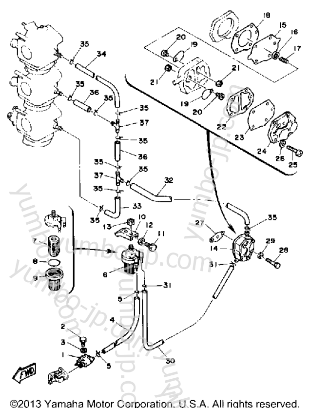FUEL SYSTEM for outboards YAMAHA CV85ELD 1990 year