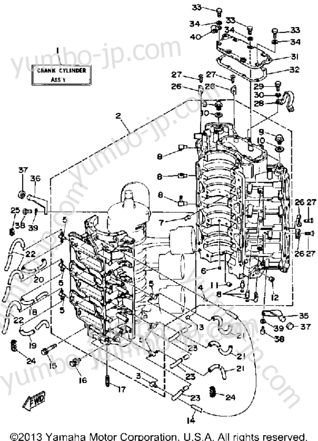 Cylinder Crankcase для лодочных моторов YAMAHA 225TLRP 1991 г.