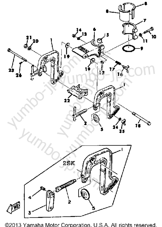 Bracket for outboards YAMAHA 2SN 1984 year