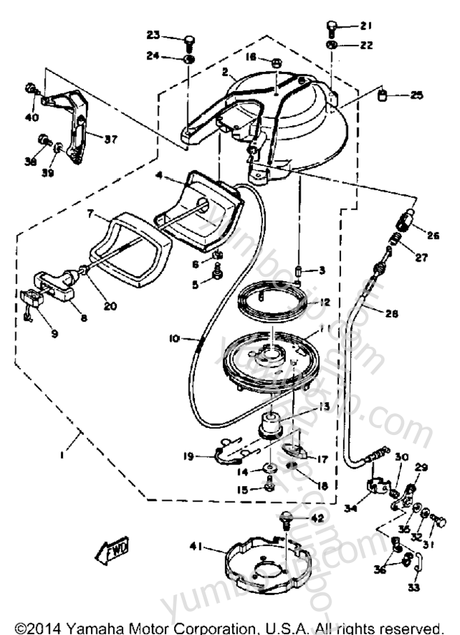 Manual Starter для лодочных моторов YAMAHA 25ELHQ 1992 г.