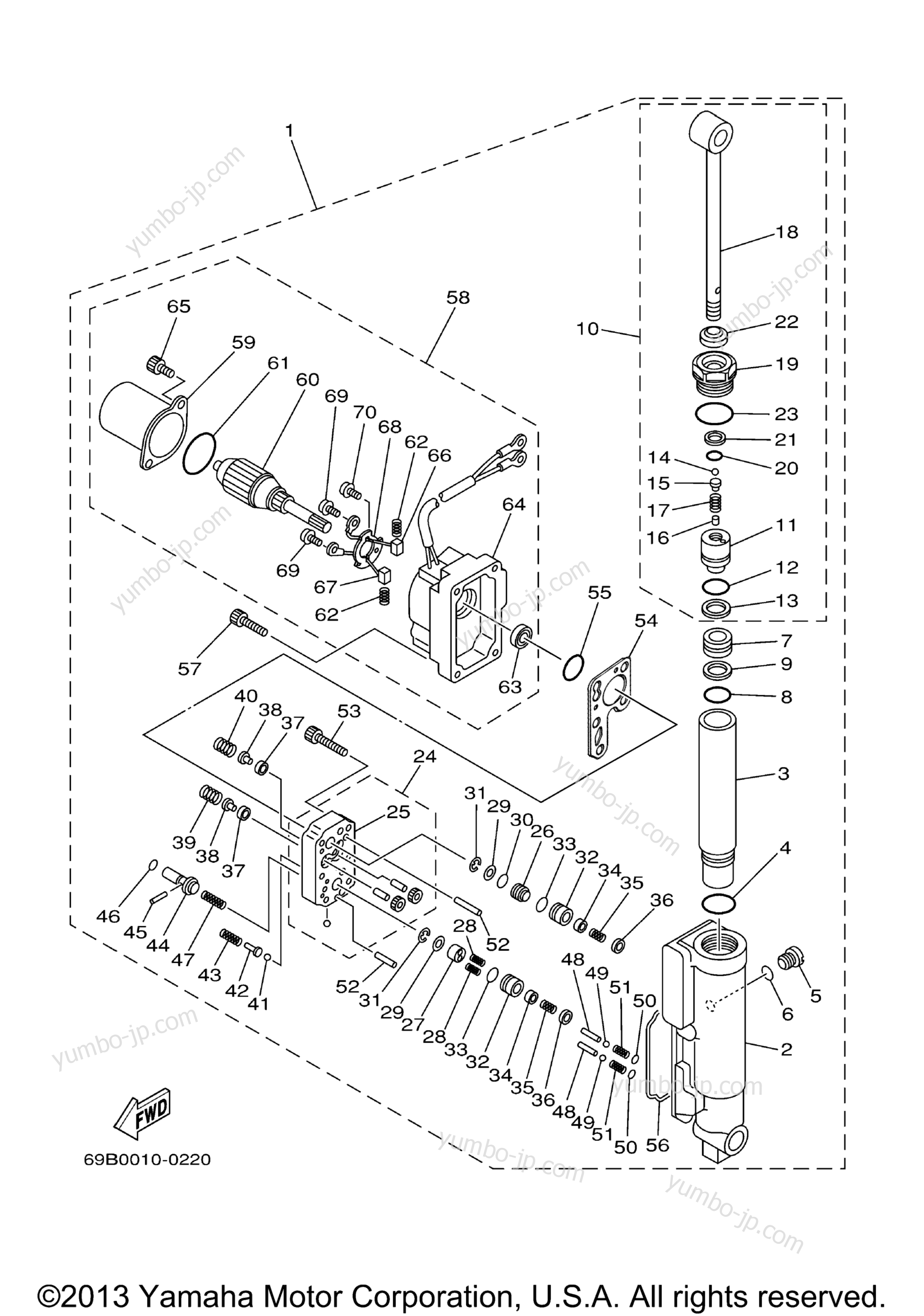 Power Tilt Assy для лодочных моторов YAMAHA T8PXR (0406) 60S-1012688~1018098 2006 г.