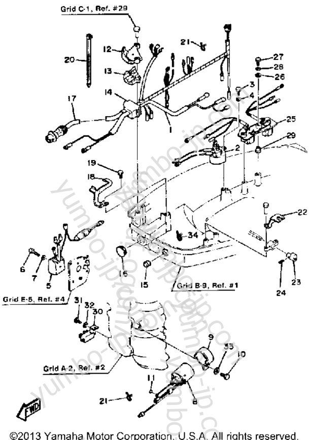 Electric Parts (40E 40Et) для лодочных моторов YAMAHA 40ETLJ 1986 г.