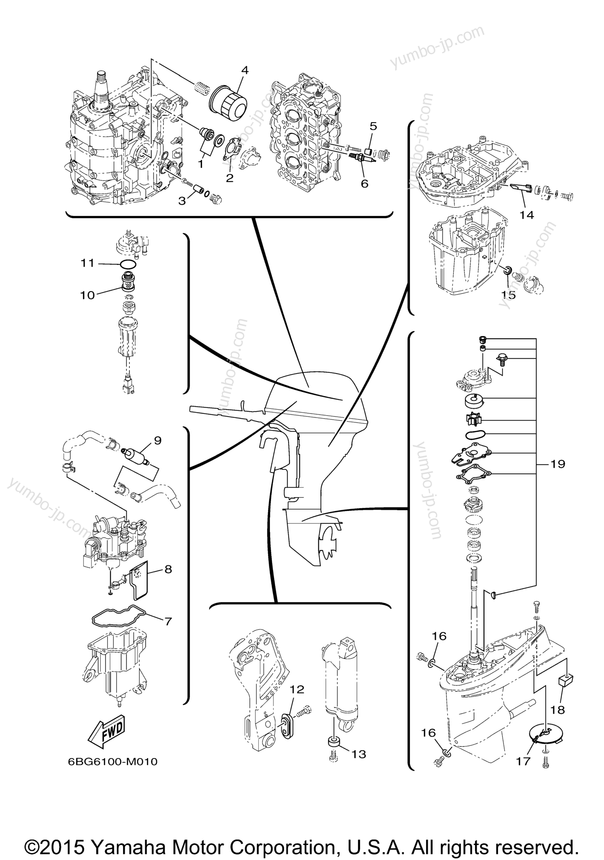 Scheduled Service Parts for outboards YAMAHA F40JEA (0113) 2006 year