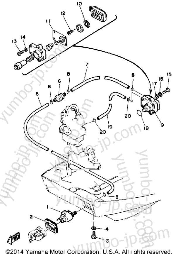 FUEL SYSTEM for outboards YAMAHA F9.9MSHP 1991 year