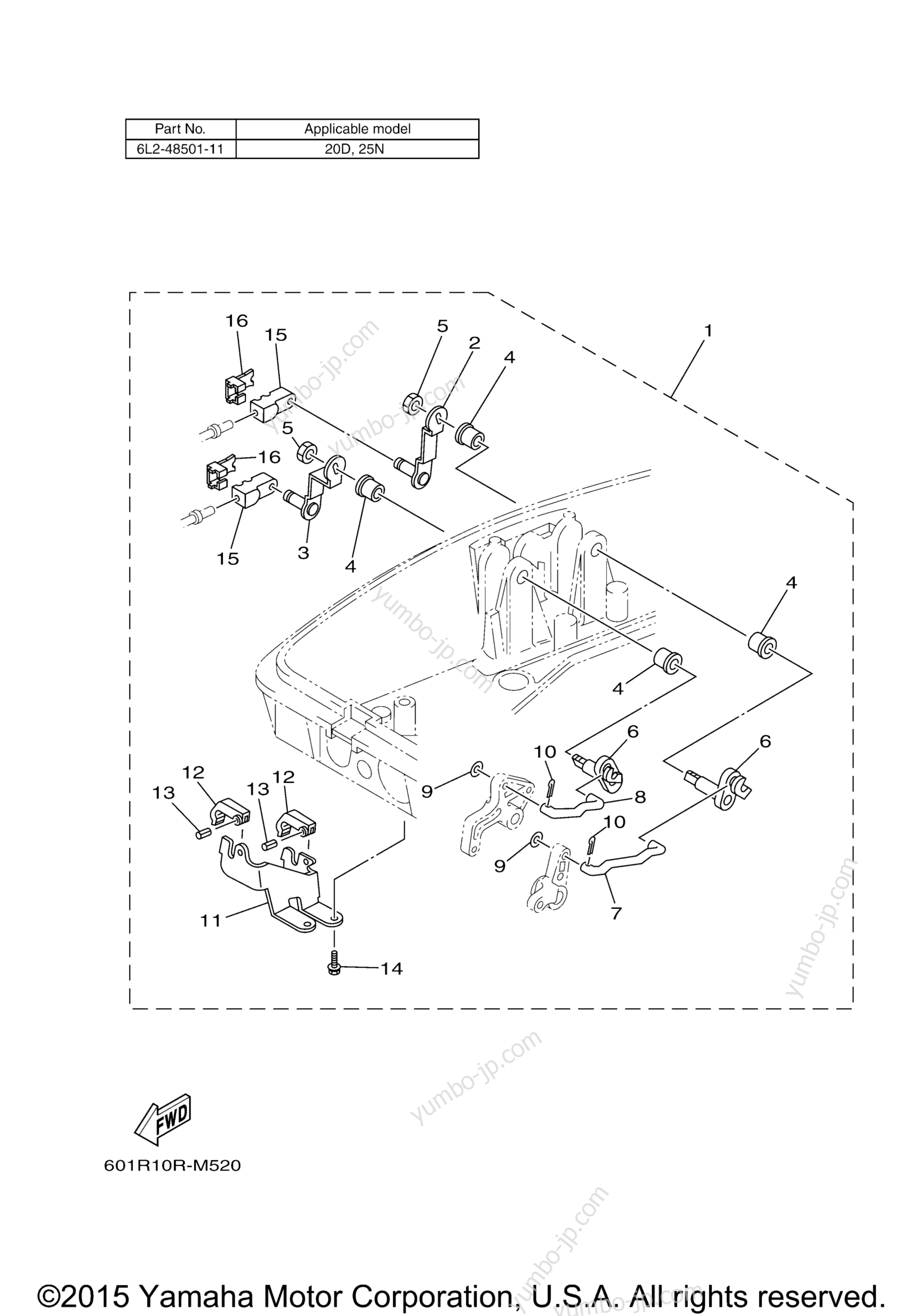 Remote Control Attach 25E for outboards YAMAHA REMOCON-20 (2014) 2006 year