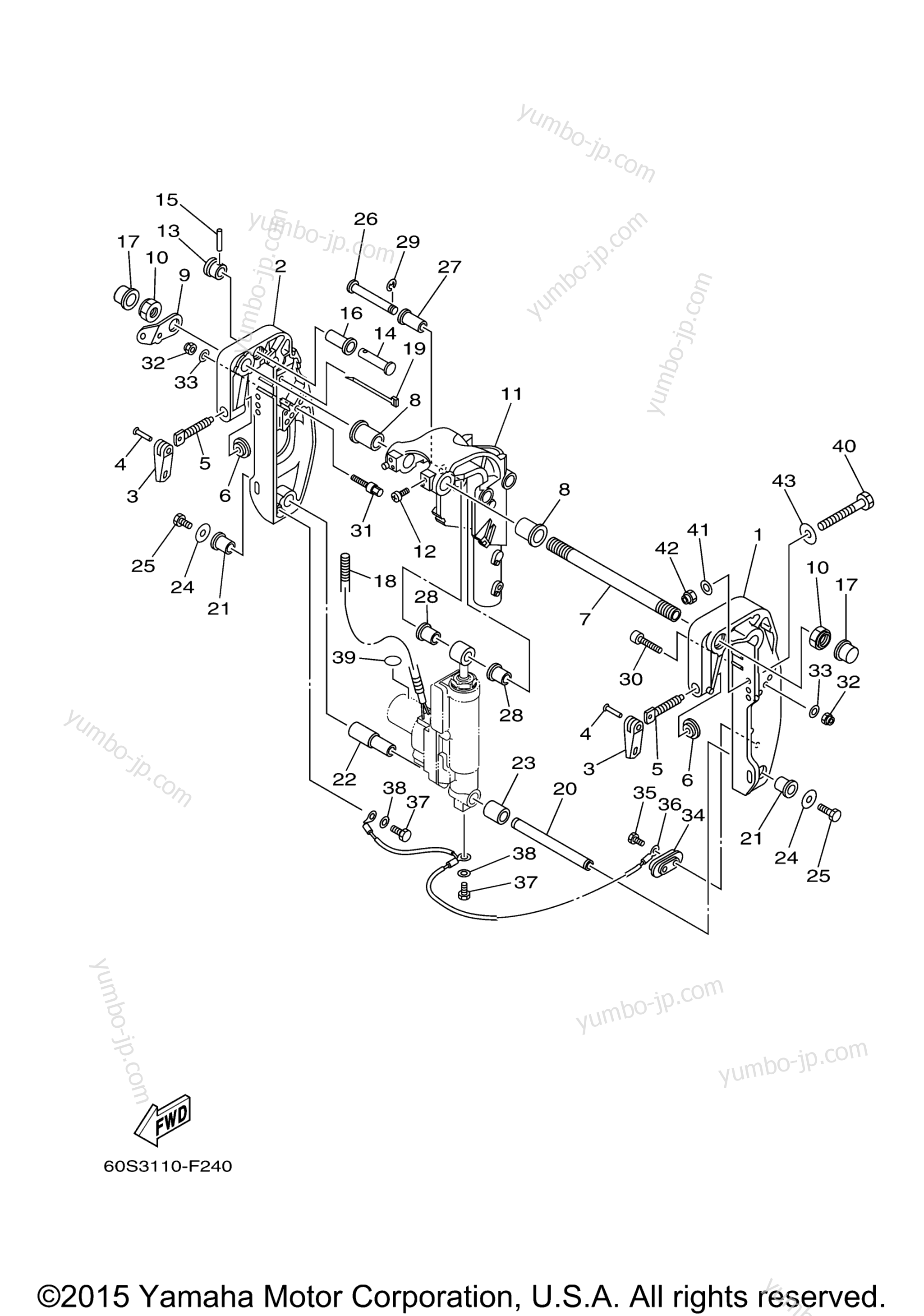 Bracket 2 (Ph/Pr) for outboards YAMAHA T8DPLR (0709) 2006 year