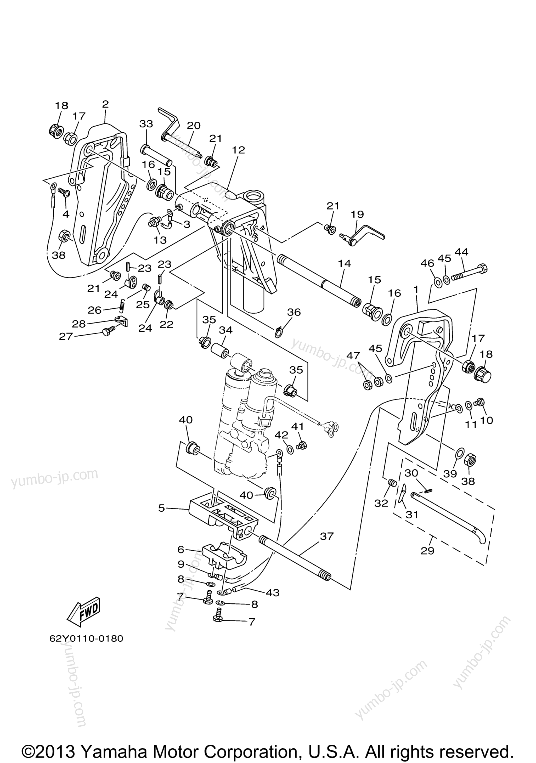 Bracket 1 for outboards YAMAHA T50TLRY 2000 year
