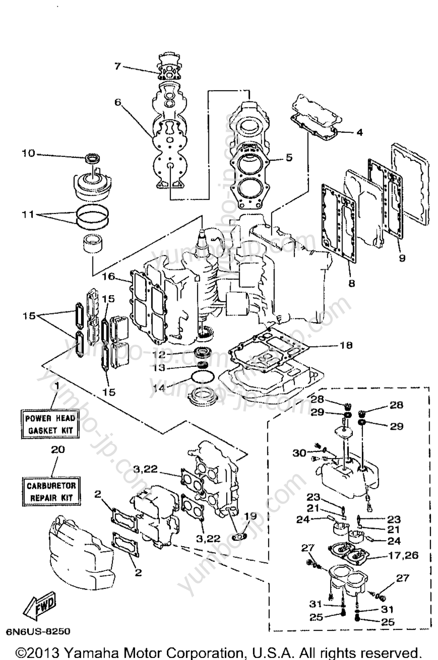 Repair Kit 1 для лодочных моторов YAMAHA B115TLRW 1998 г.