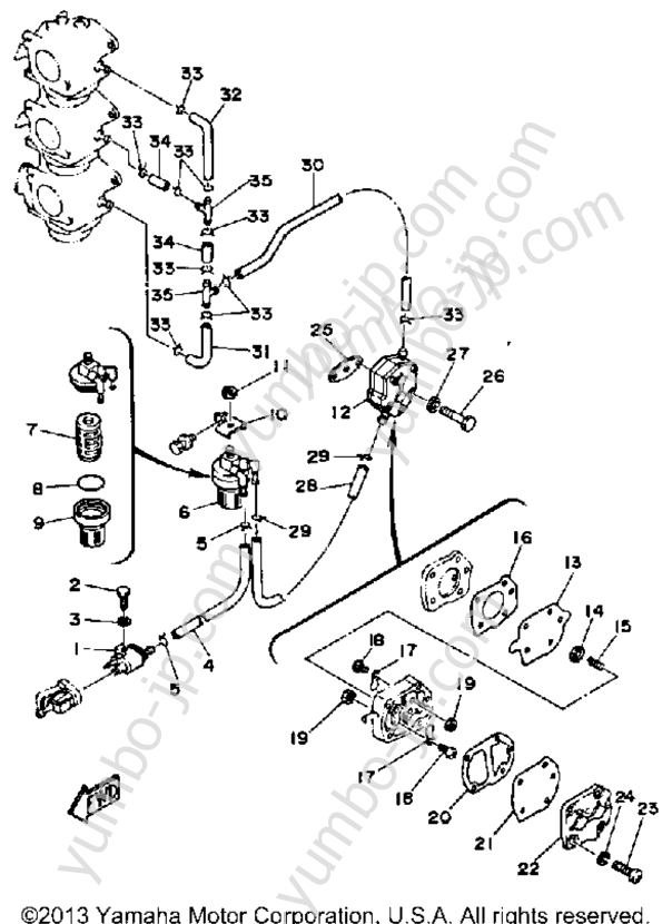 FUEL SYSTEM for outboards YAMAHA 90ETLF-JD 1989 year