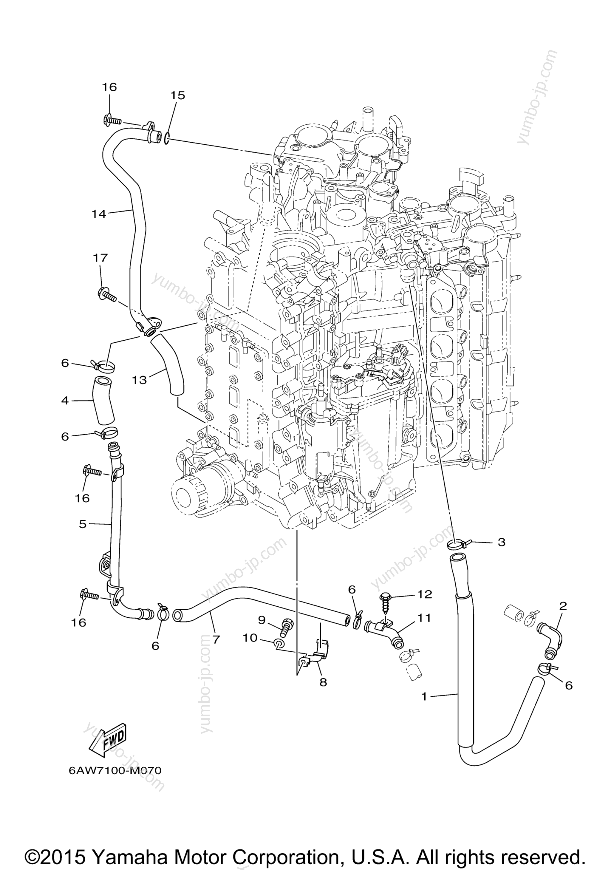 Cylinder Crankcase 4 для лодочных моторов YAMAHA F350UCB (0115) 2006 г.
