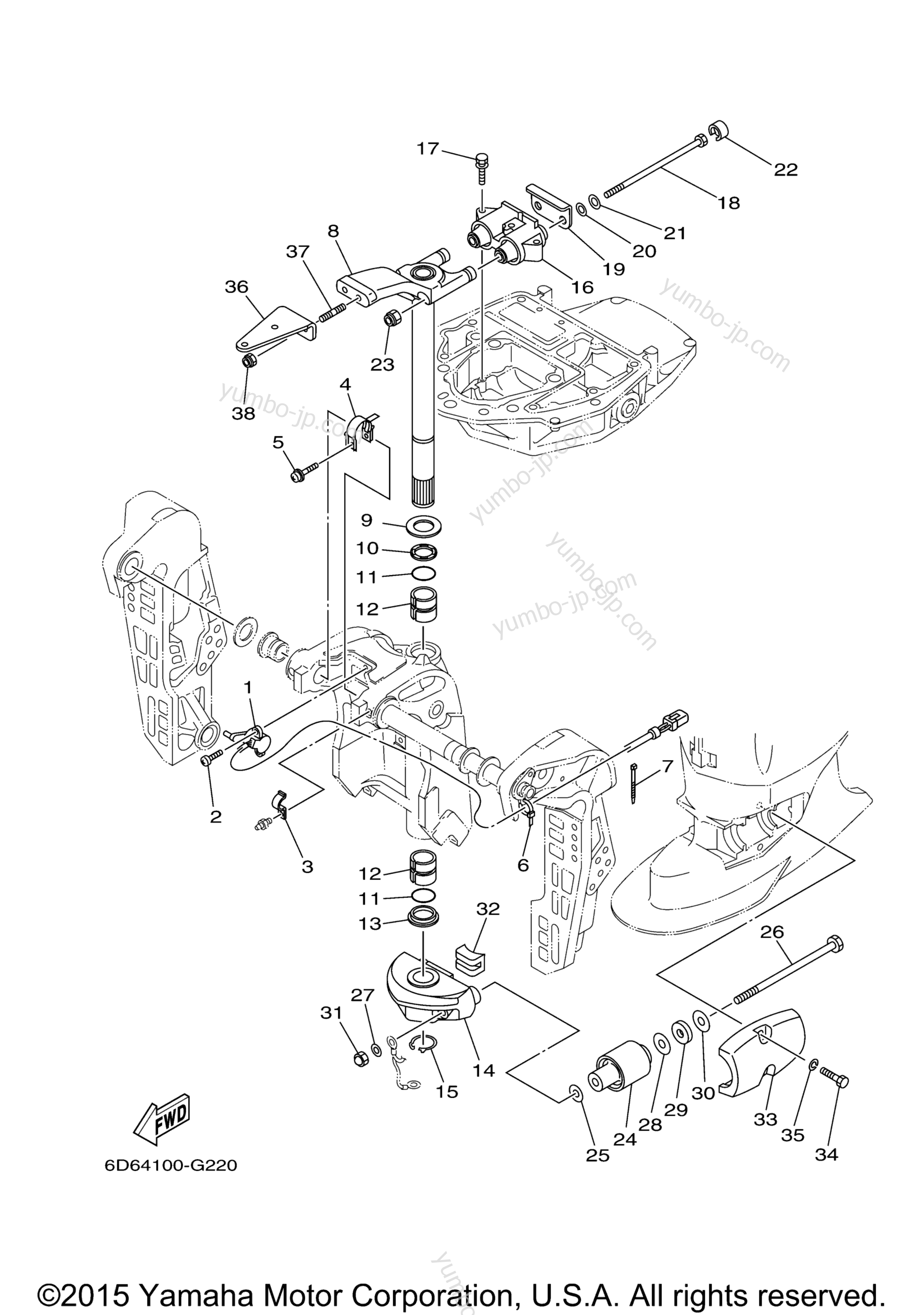 Bracket 2 for outboards YAMAHA F90TLR (0408) 2006 year