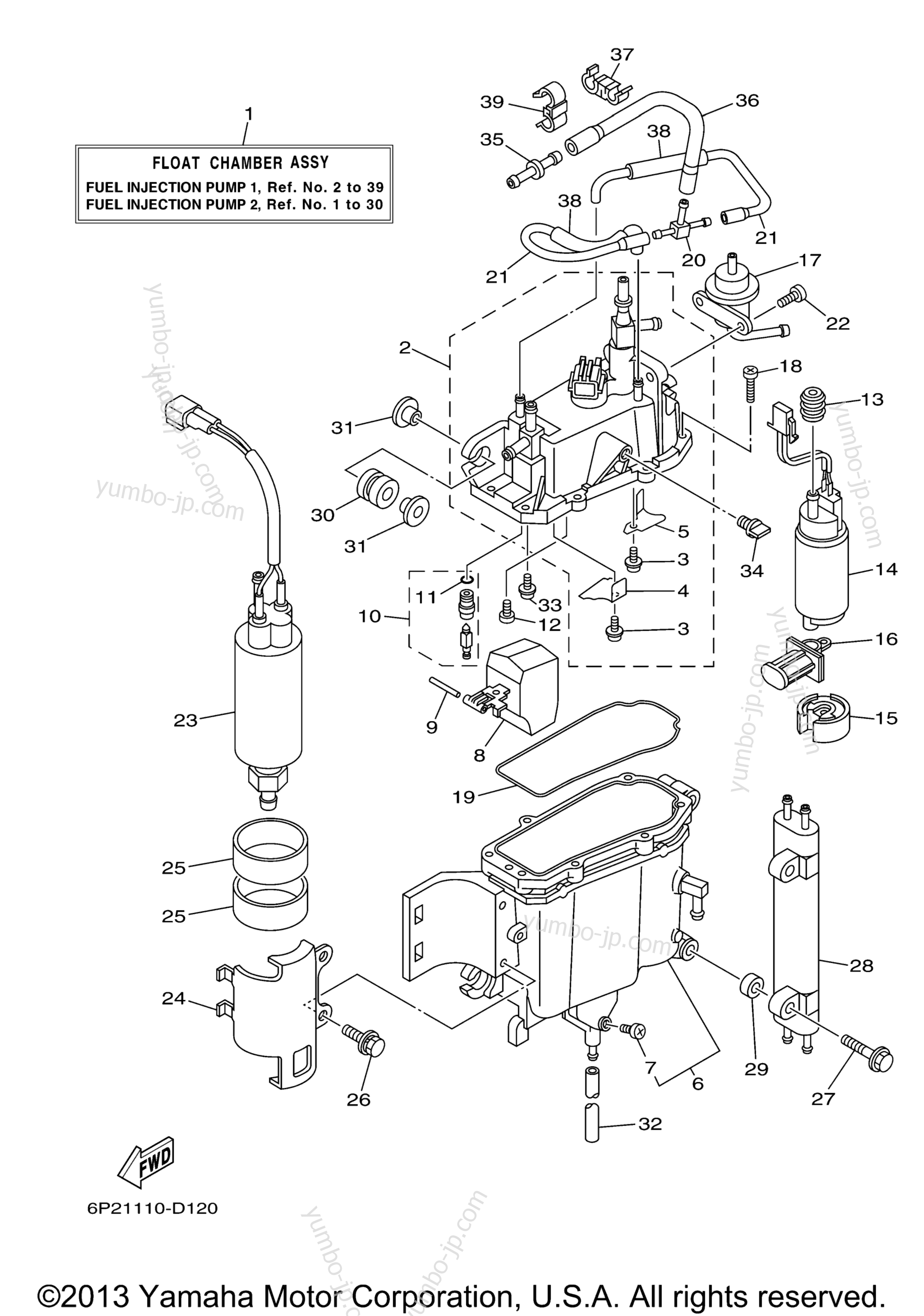 Fuel Injection Pump 1 для лодочных моторов YAMAHA F250TXR (0405) 6P2-1002895~1011651 LF250TXR_TUR 6P3-1000957~10054 2006 г.