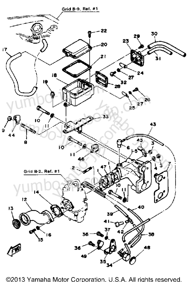 Intake для лодочных моторов YAMAHA FT9.9ELJ 1986 г.