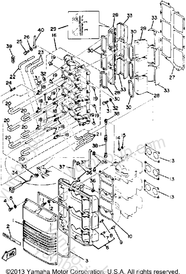 Intake для лодочных моторов YAMAHA 200ETXN 1984 г.
