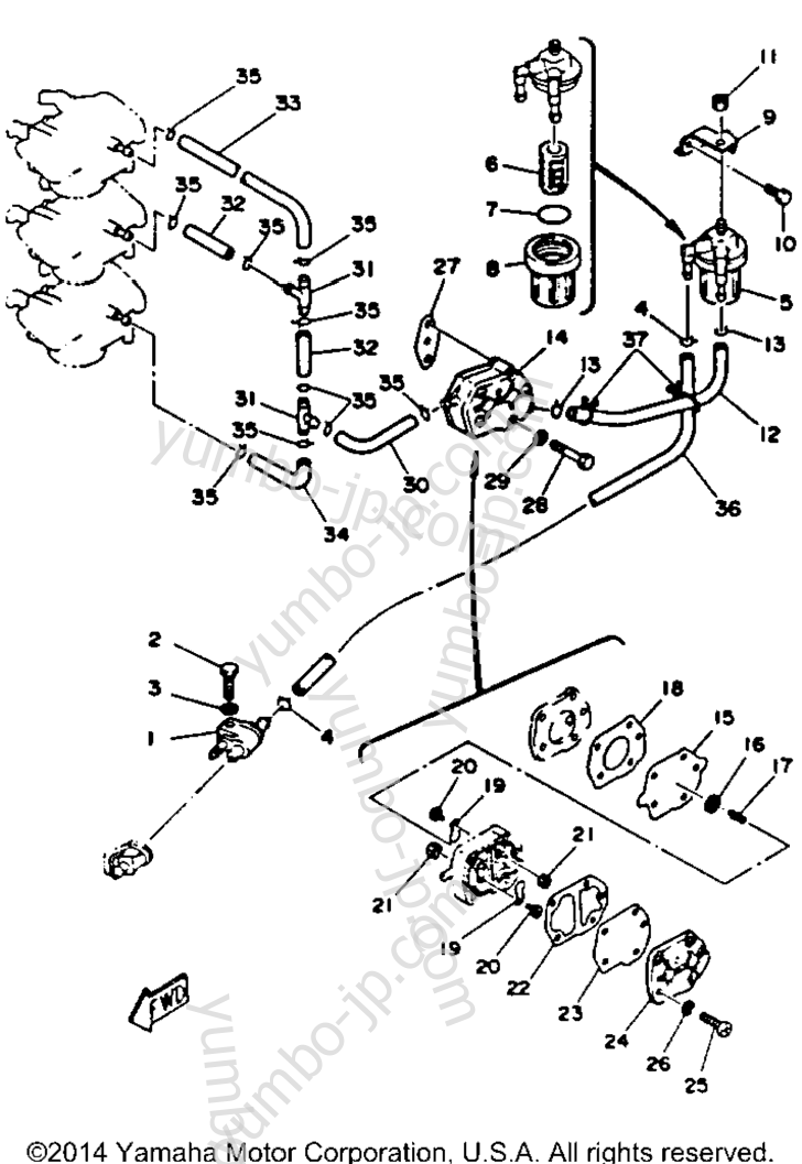 FUEL SYSTEM for outboards YAMAHA 50TLHR 1993 year