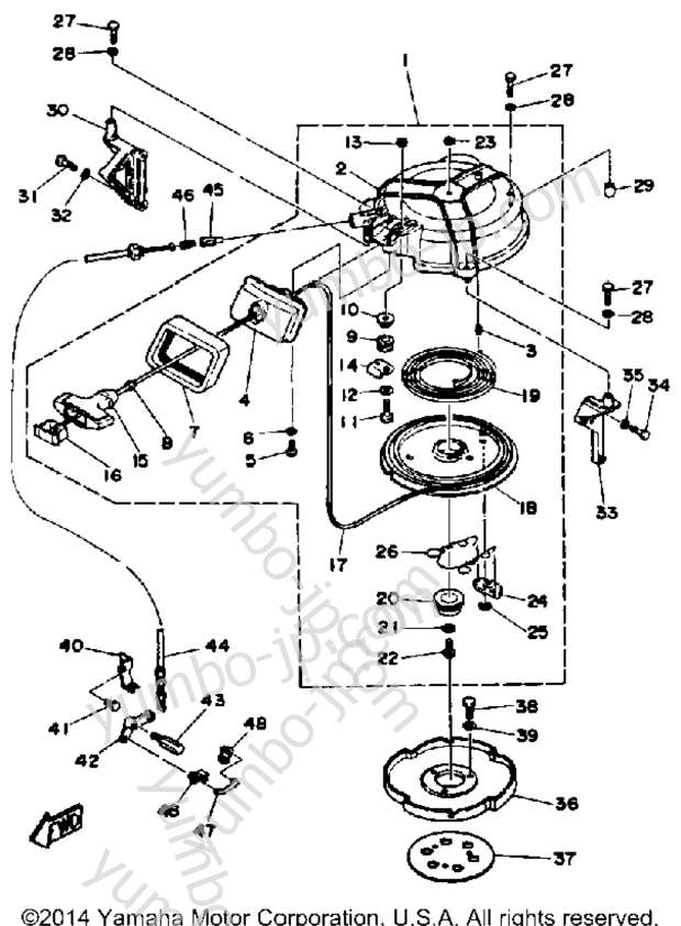 Manual Starter for outboards YAMAHA 40SF 1989 year
