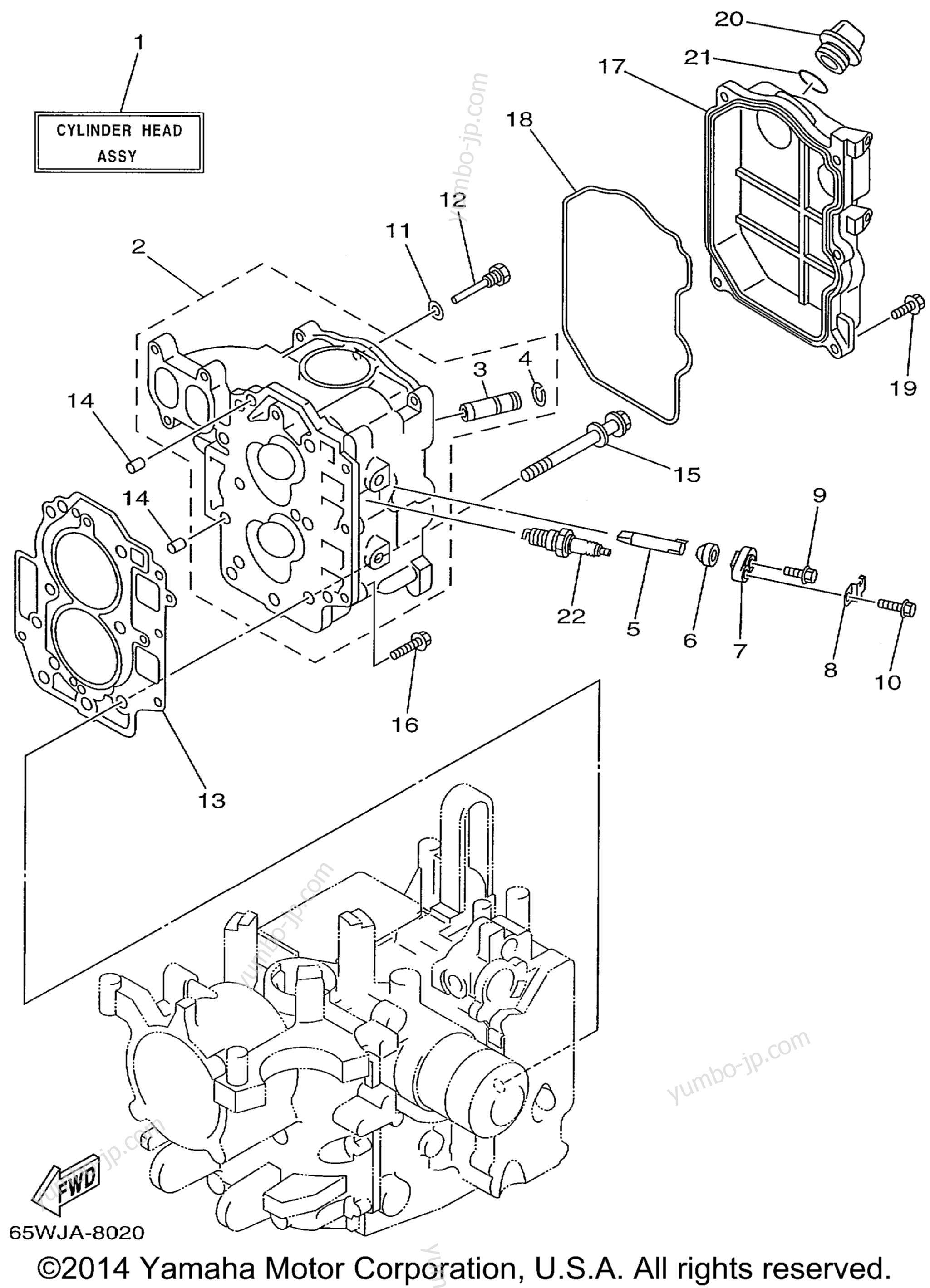 Cylinder Crankcase 2 для лодочных моторов YAMAHA F25TLRX (F25TLRX) 1999 г.