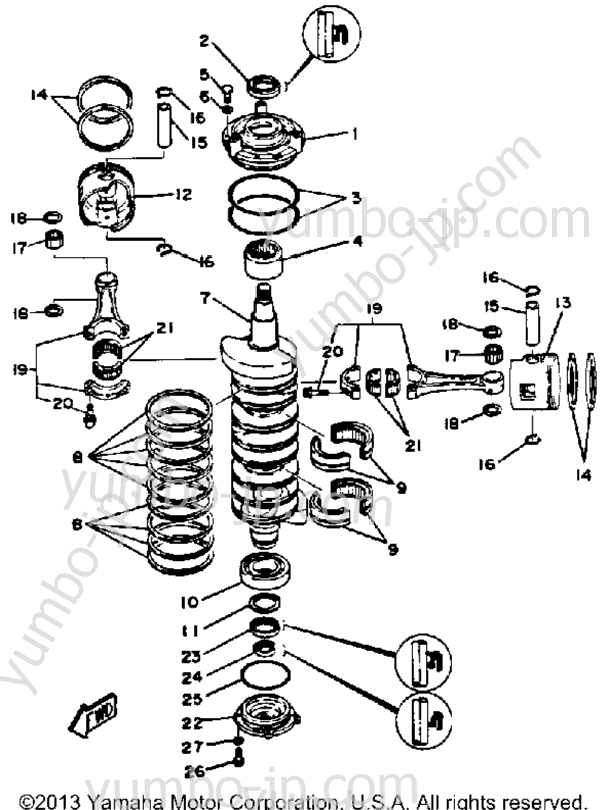 Crank Piston для лодочных моторов YAMAHA V6SPECIALL 1984 г.