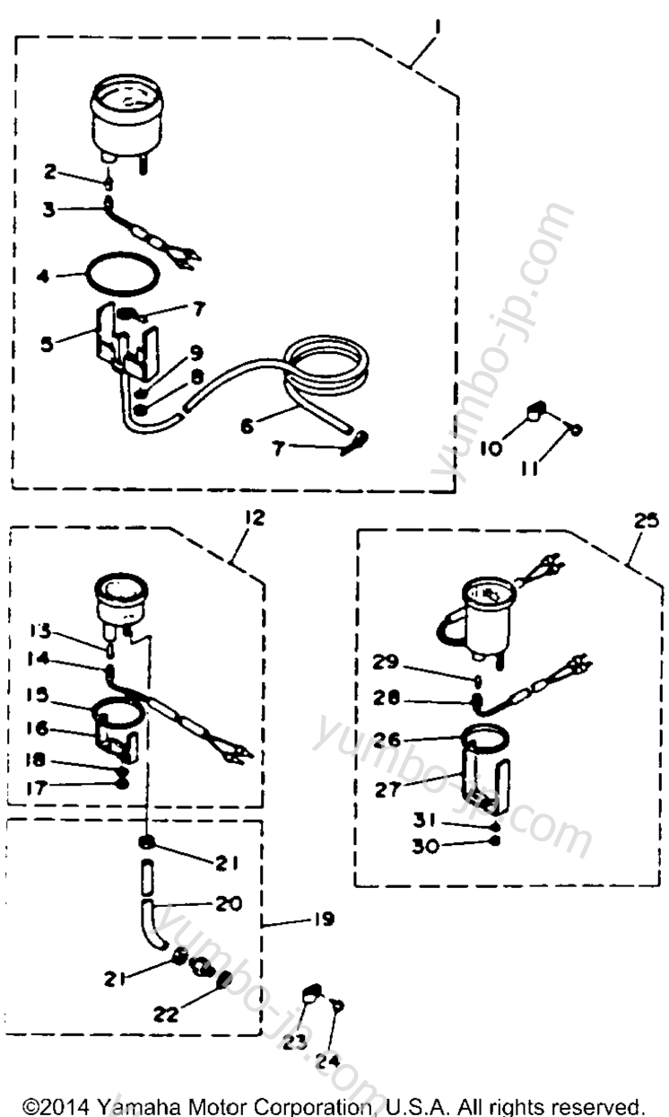 Optional Parts Gauges & Component Parts 2 для лодочных моторов YAMAHA L250TURR 1993 г.