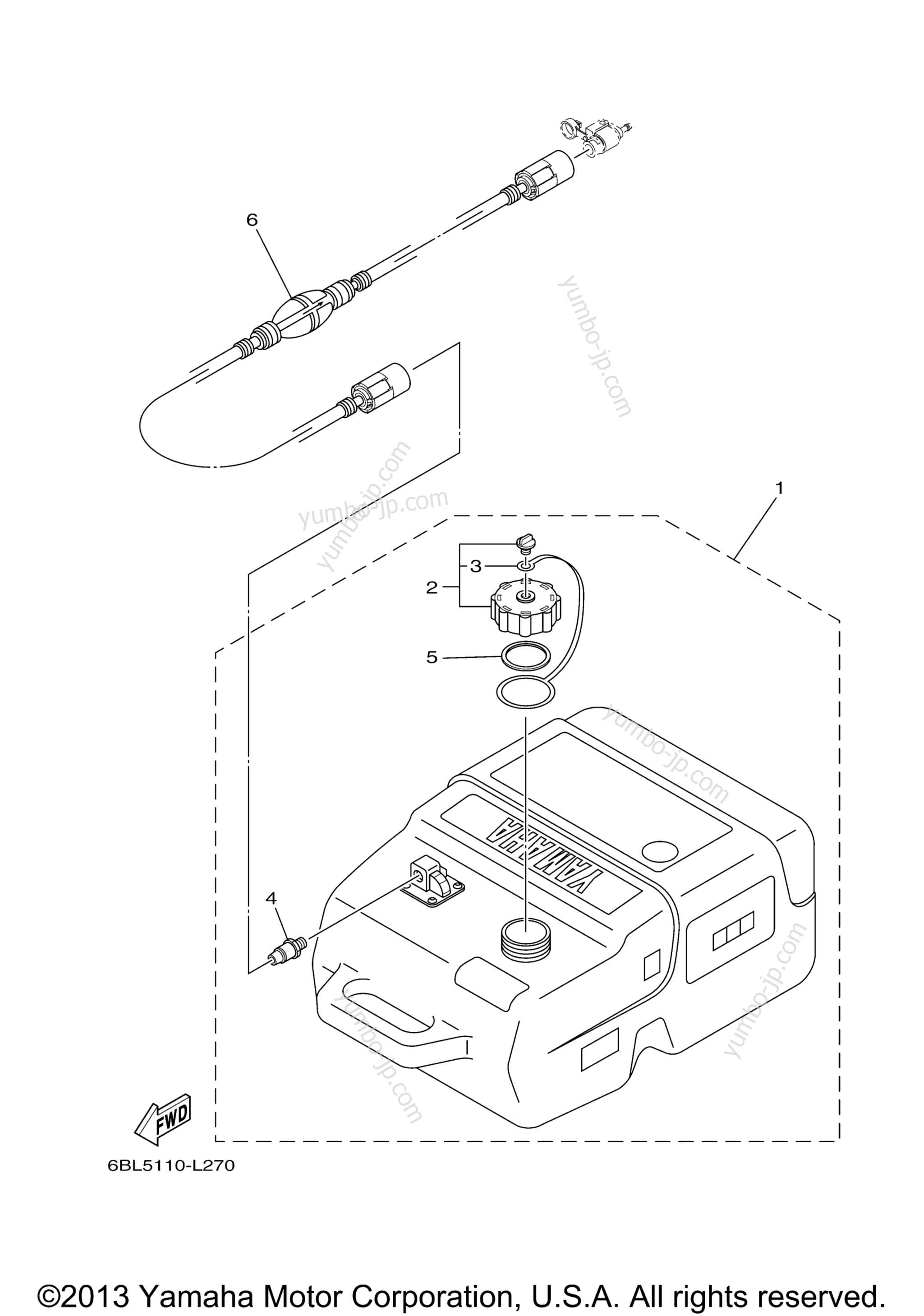 Топливный бак для лодочных моторов YAMAHA F25LMHB (0113) 2006 г.