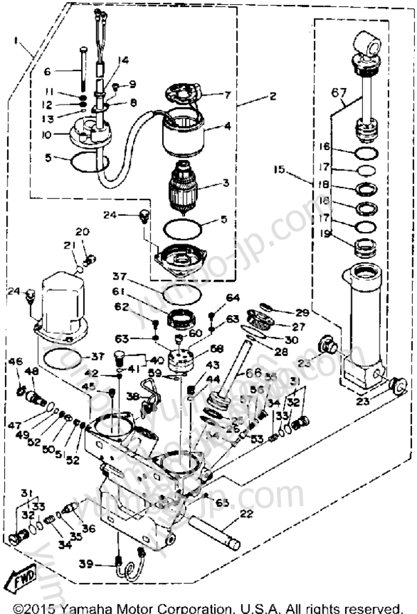 Power Trim Tilt Assembly для лодочных моторов YAMAHA 200ETLD-JD 1990 г.