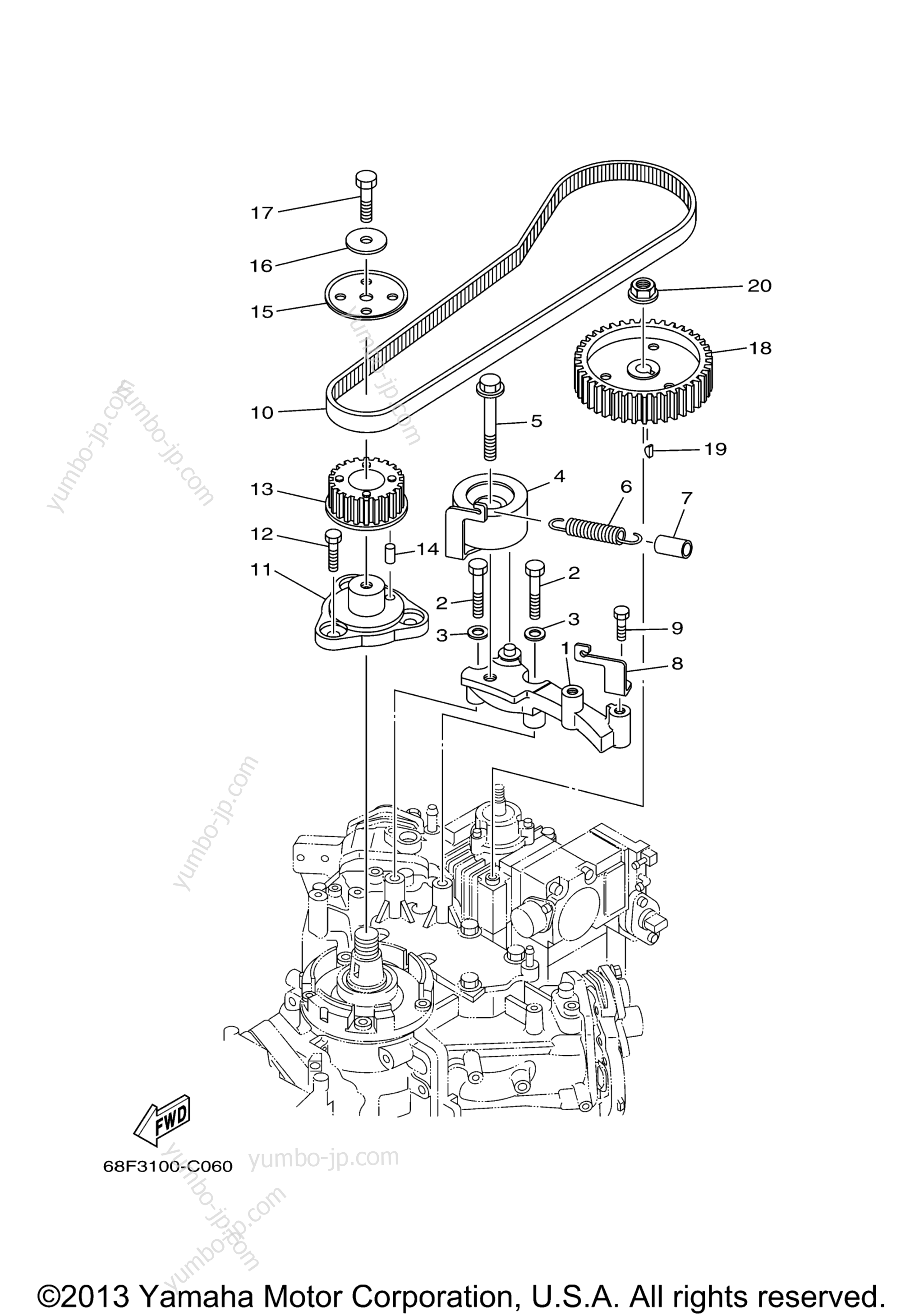 Fuel Pump Drive Gear для лодочных моторов YAMAHA VZ150TLR (0410) 2006 г.
