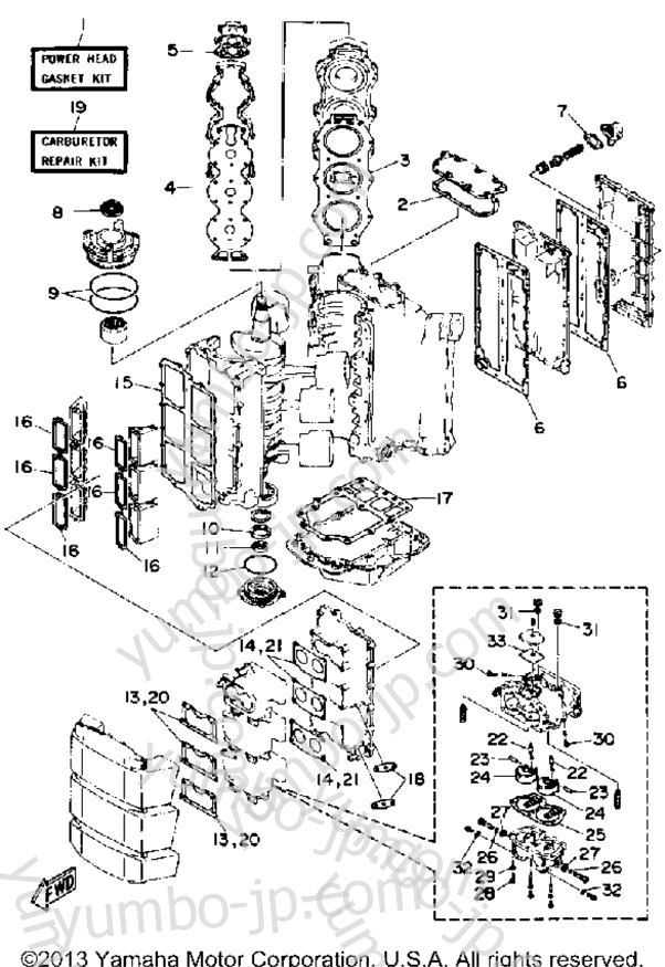 Repair Kit 1 для лодочных моторов YAMAHA 175TLRP 1991 г.
