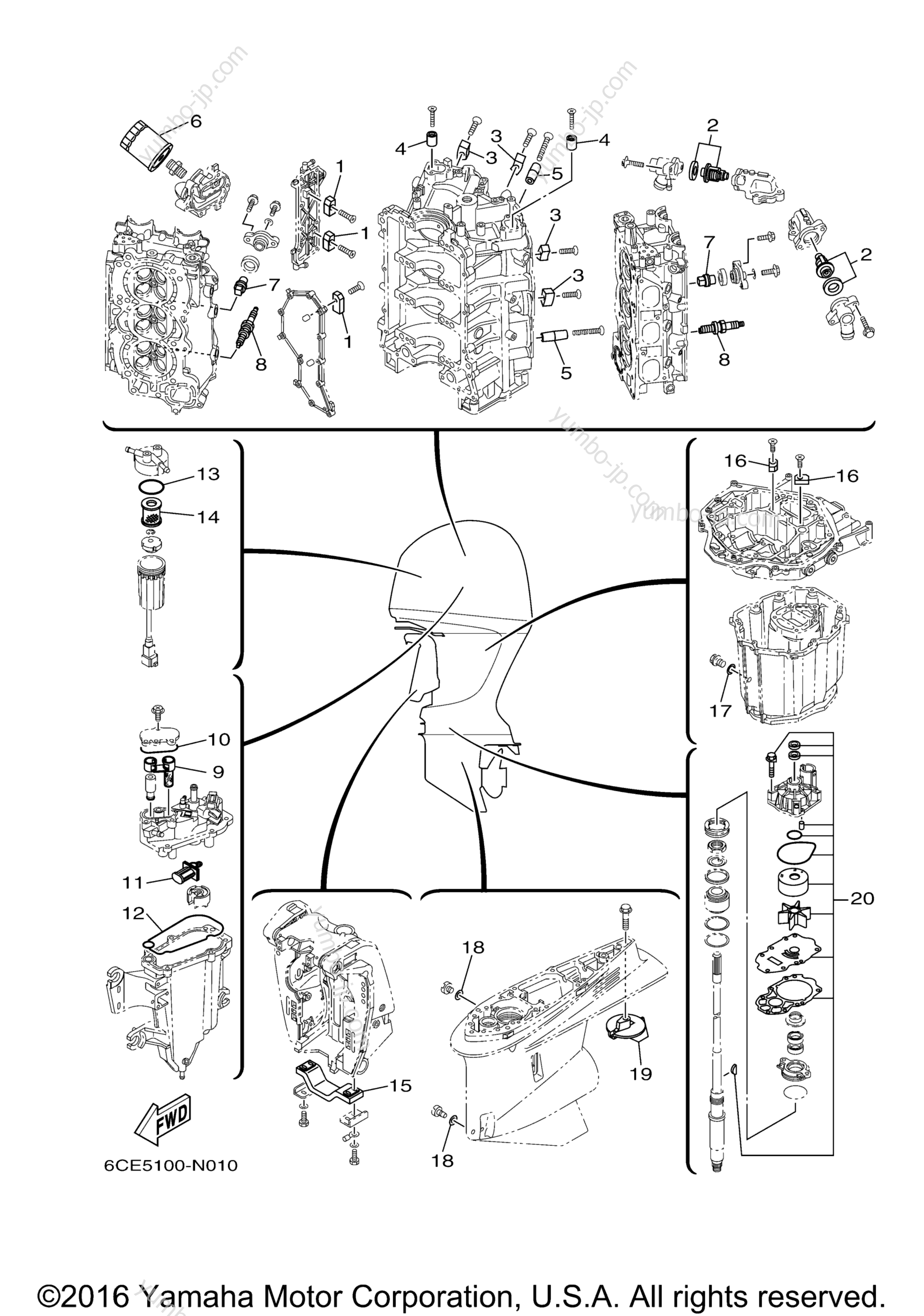 Scheduled Service Parts для лодочных моторов YAMAHA LF225XCA (0116) 2006 г.
