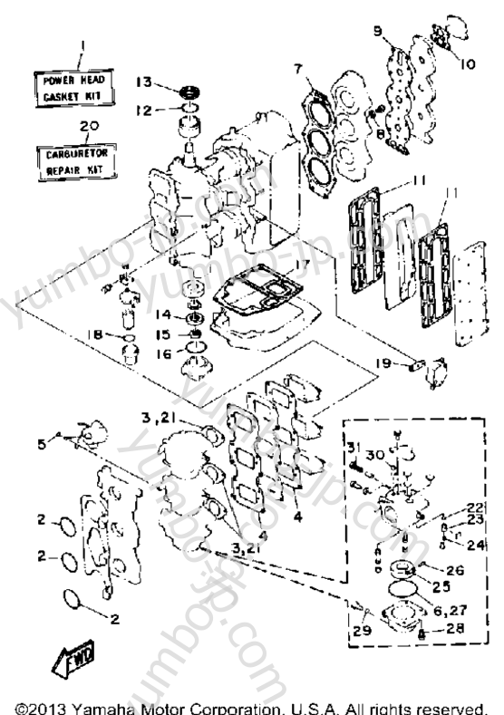 Repair Kit 1 для лодочных моторов YAMAHA 90TJRP 1991 г.