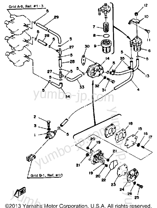 FUEL SYSTEM for outboards YAMAHA 50ELJ-JD 1986 year