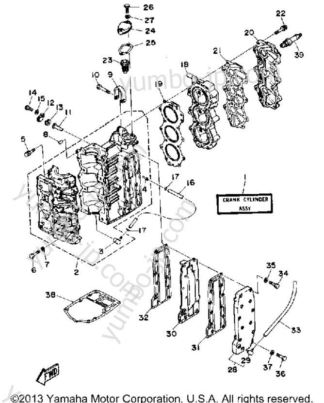 Crankcase Cylinder для лодочных моторов YAMAHA 30MLHQ 1992 г.