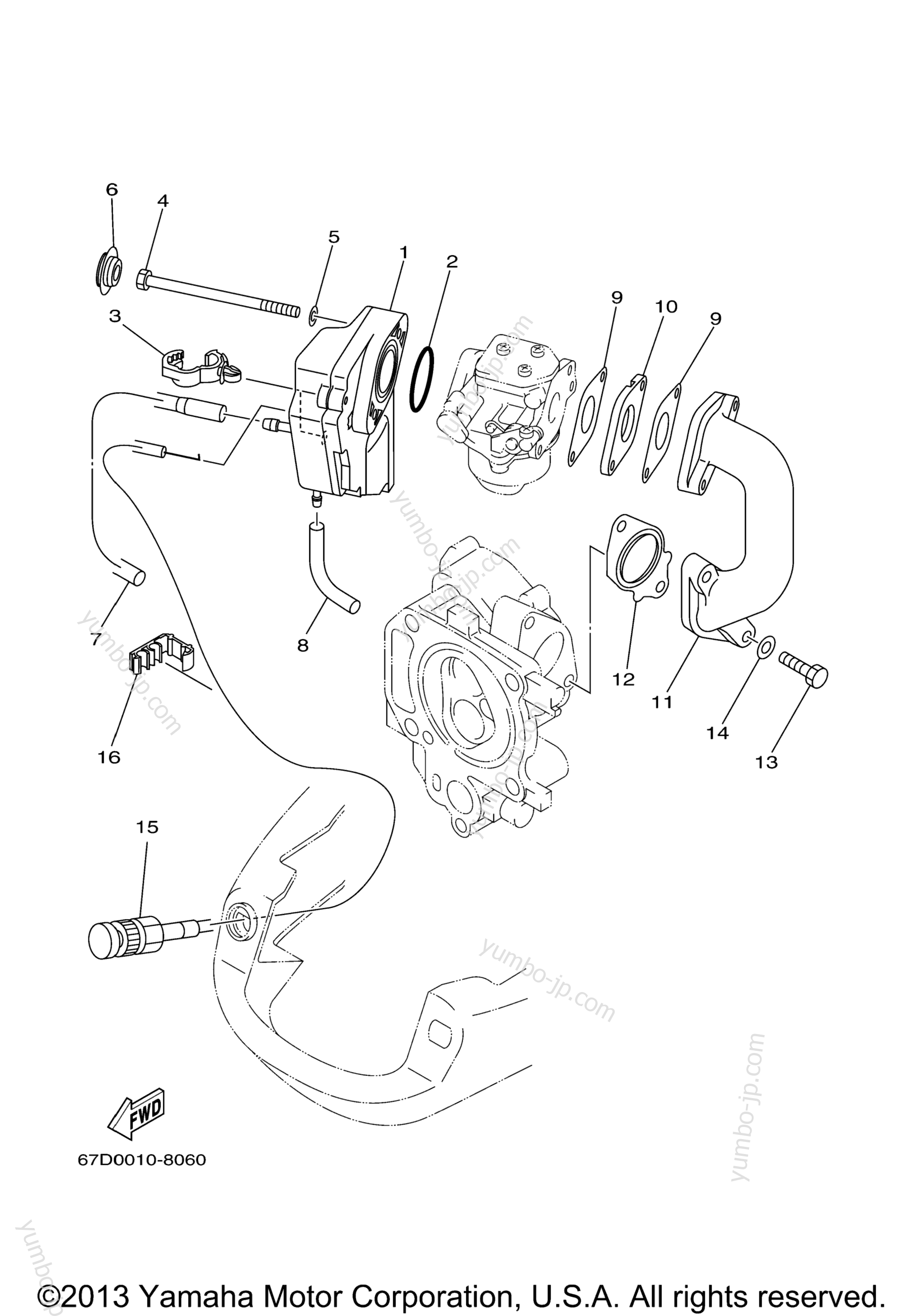 Intake для лодочных моторов YAMAHA F4MLH (0407) 68D-1065145~ 2006 г.