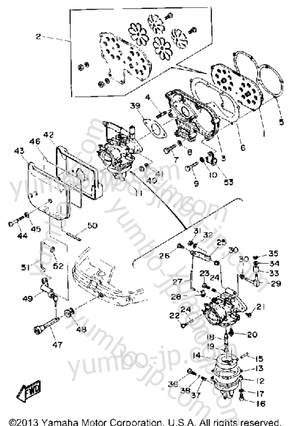 Intake Carburetor для лодочных моторов YAMAHA CV25ELD 1990 г.