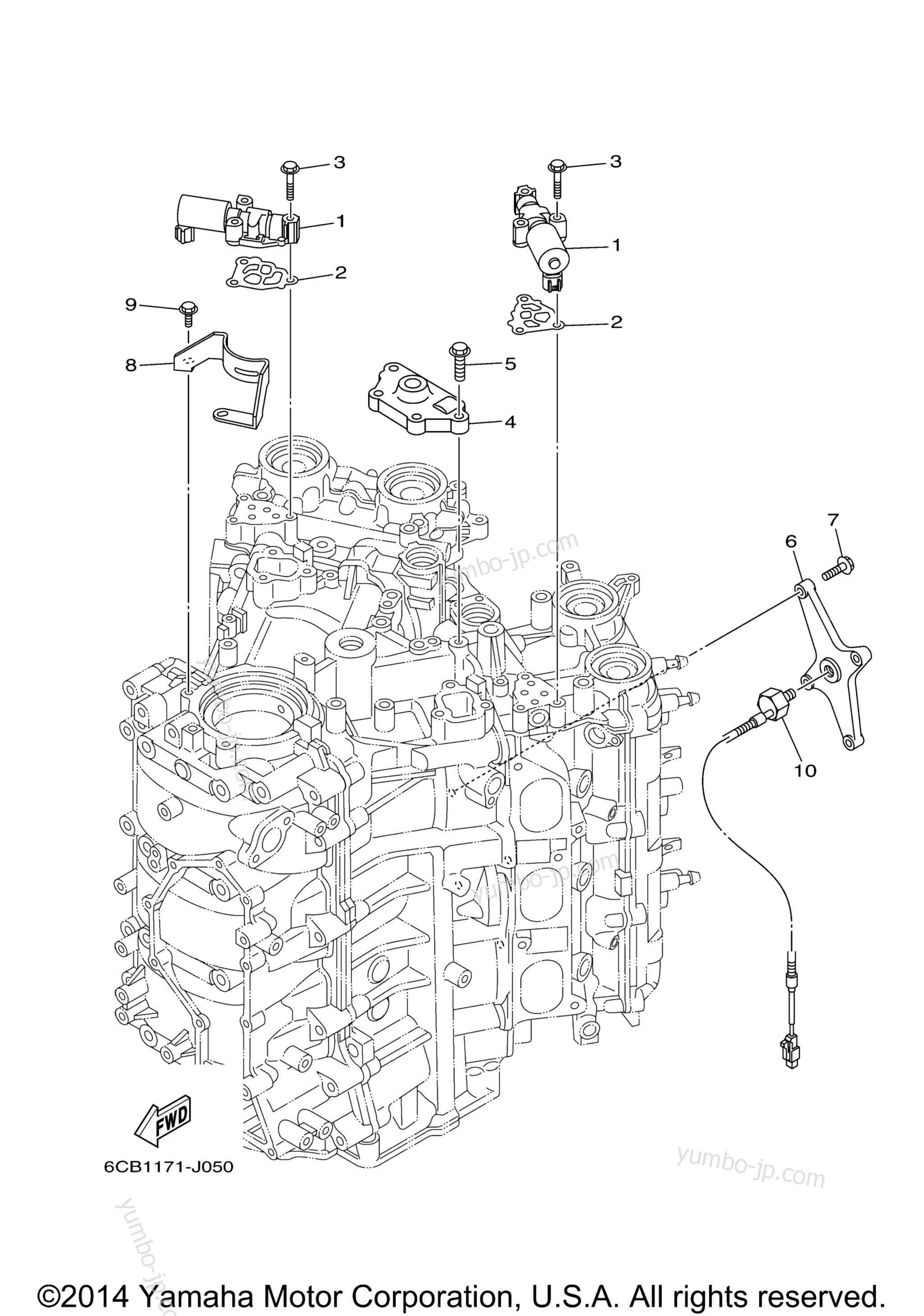 Cylinder Crankcase 3 для лодочных моторов YAMAHA F300XCA (0210) 2006 г.