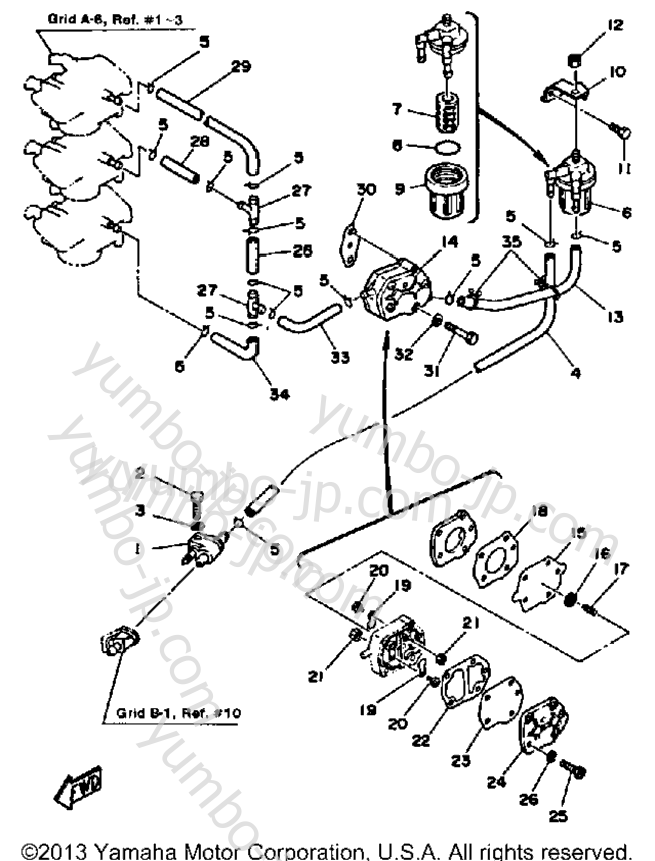 FUEL SYSTEM for outboards YAMAHA 50ELH 1987 year
