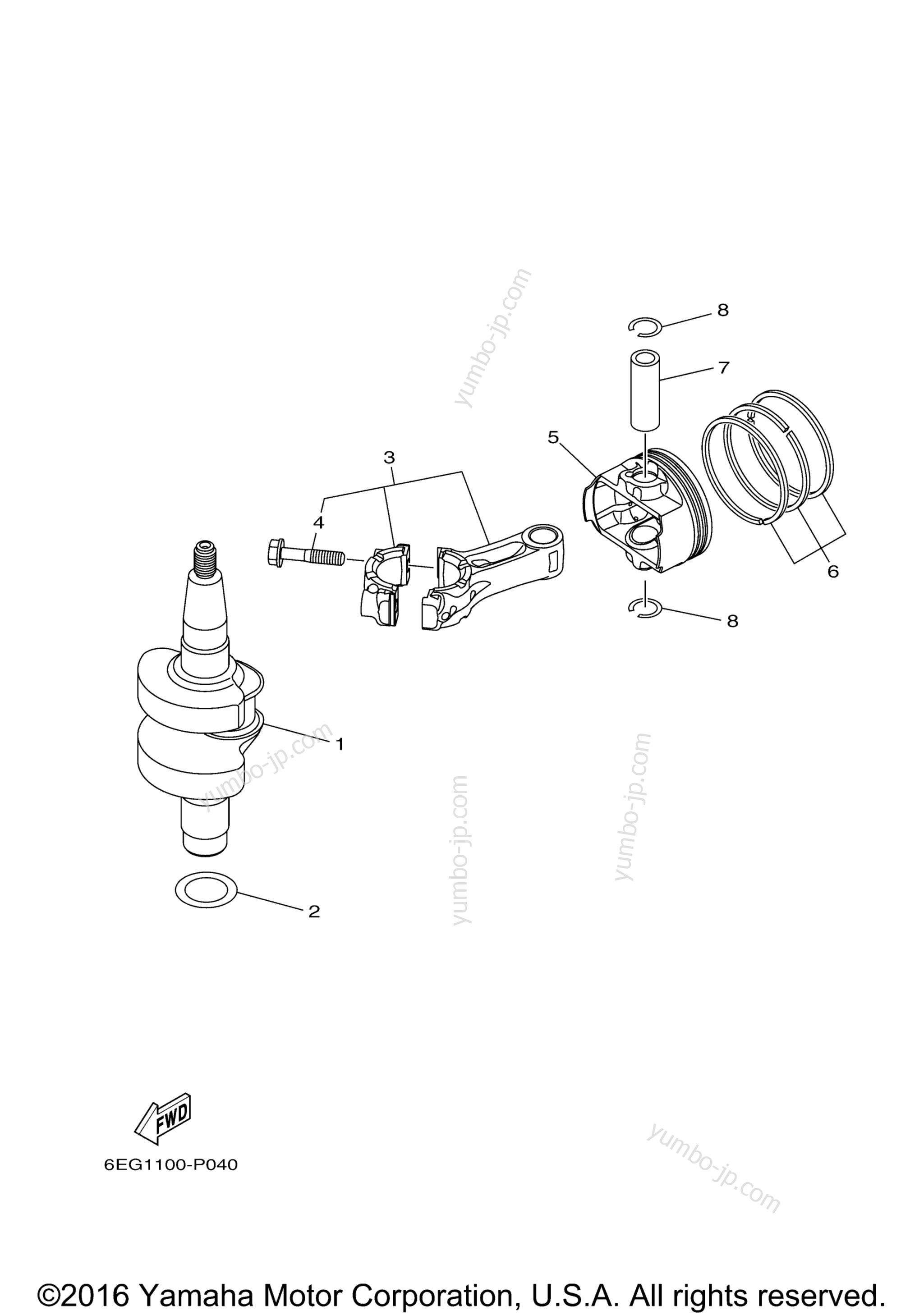 CRANKSHAFT PISTON for outboards YAMAHA F2.5LMHB (1015) 2006 year