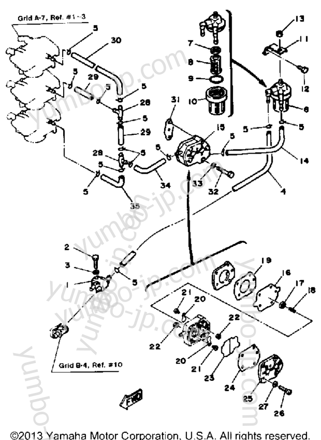 FUEL SYSTEM for outboards YAMAHA 40SN 1984 year
