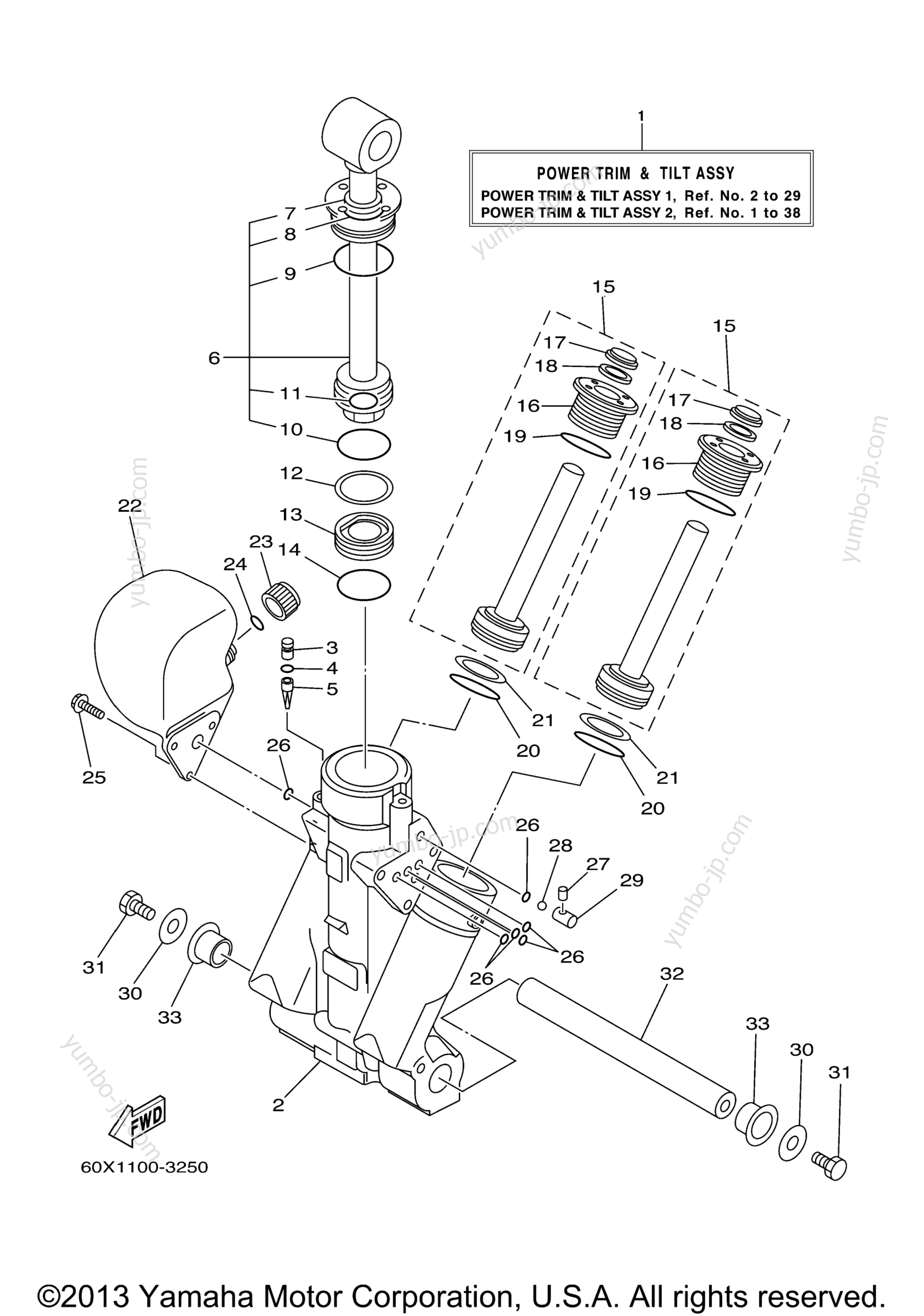 Power Trim & Tilt Assy 1 для лодочных моторов YAMAHA VZ250TLR (0406) 6P5-1002109~1003472_VZ225TLR 60Y-1004590~ VZ250TLR 2006 г.