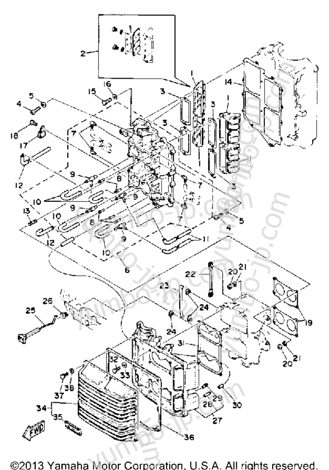 Intake для лодочных моторов YAMAHA 115ETLG-JD (115ETXG) 1988 г.