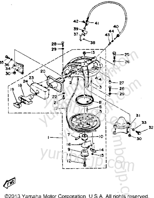 Manual Starter for outboards YAMAHA C40PLRR 1993 year