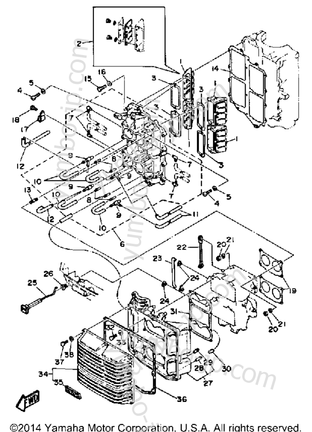 Intake для лодочных моторов YAMAHA L130ETXF 1989 г.