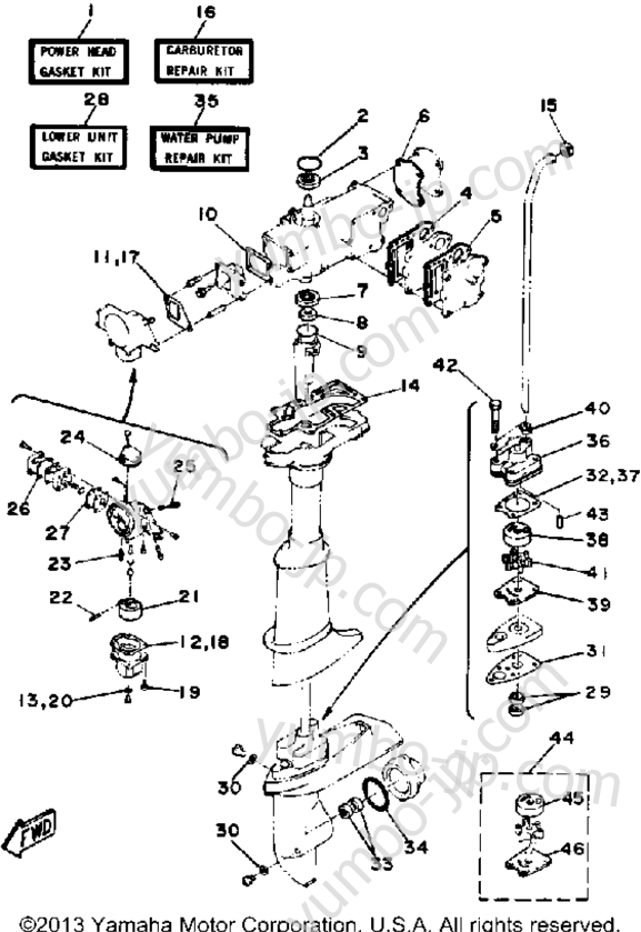 Repair Kit для лодочных моторов YAMAHA 4SH 1987 г.