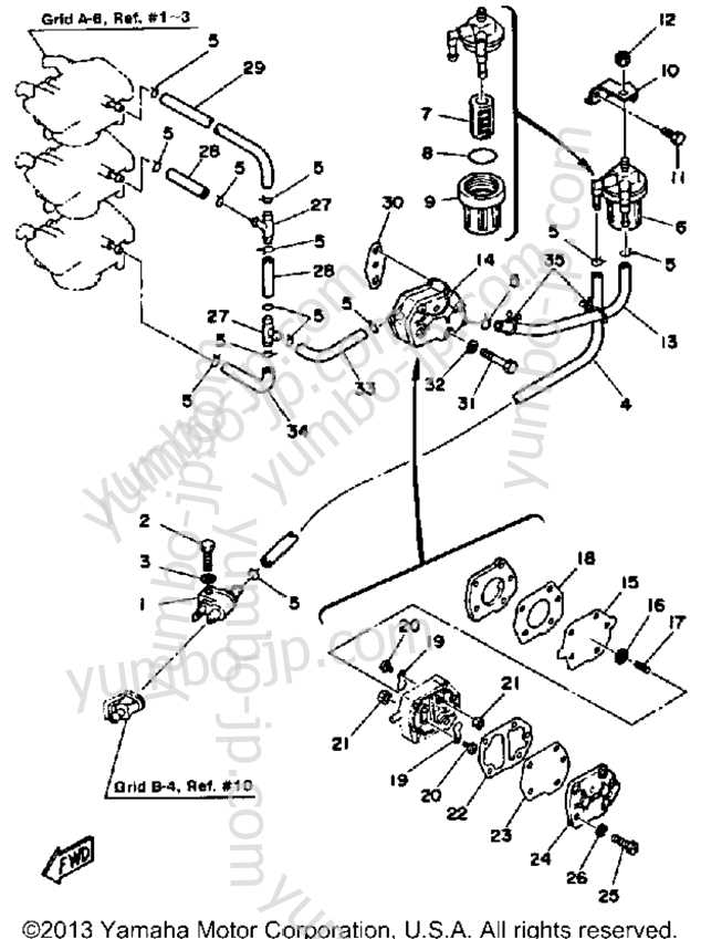 FUEL SYSTEM for outboards YAMAHA 40ETLH 1987 year