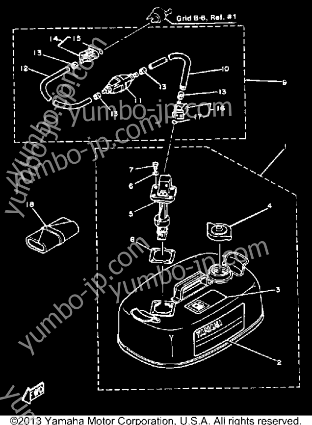 Топливный бак для лодочных моторов YAMAHA FT9.9ELK 1985 г.
