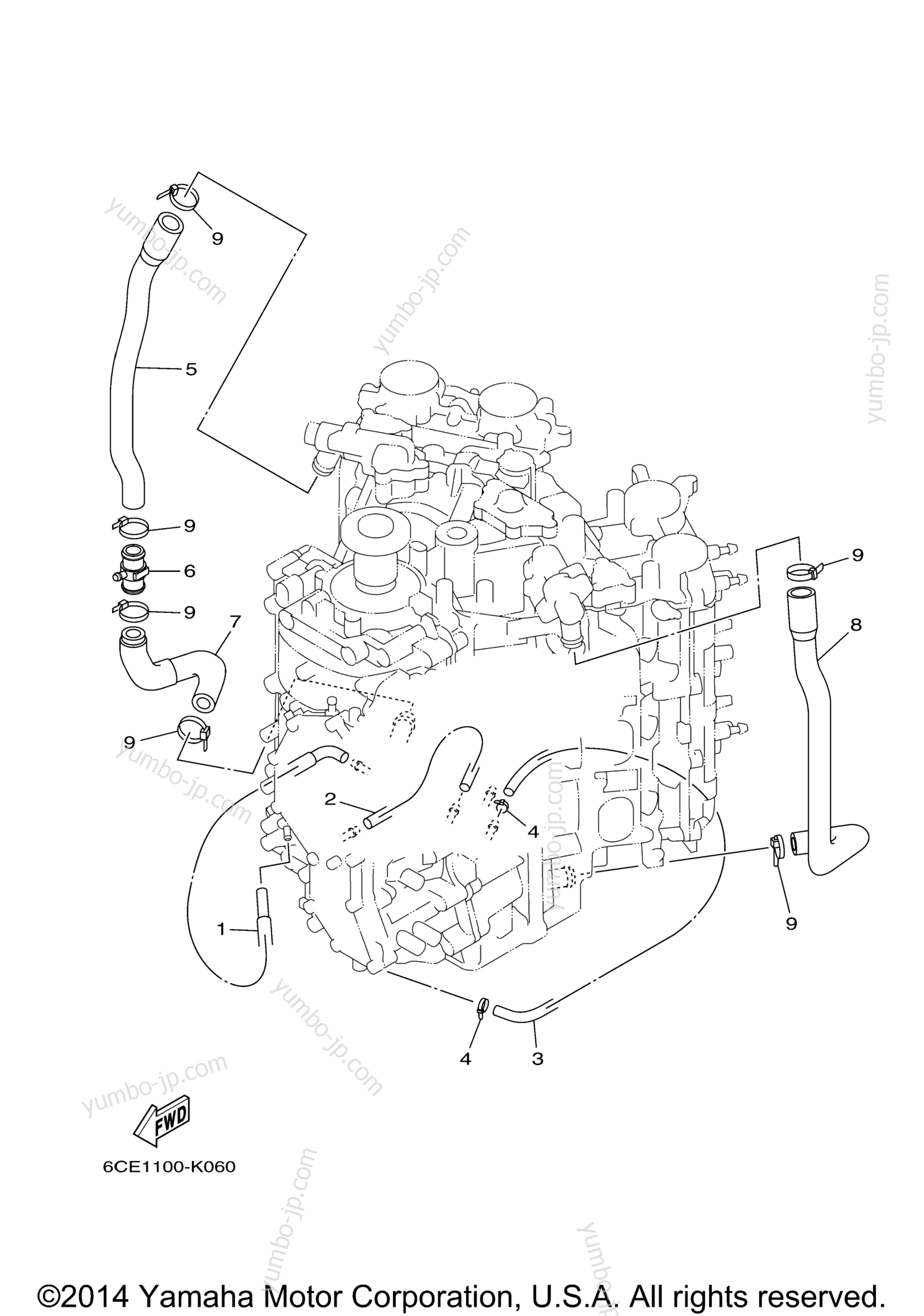 Cylinder Crankcase 4 for outboards YAMAHA F250UCA (0210) 2006 year