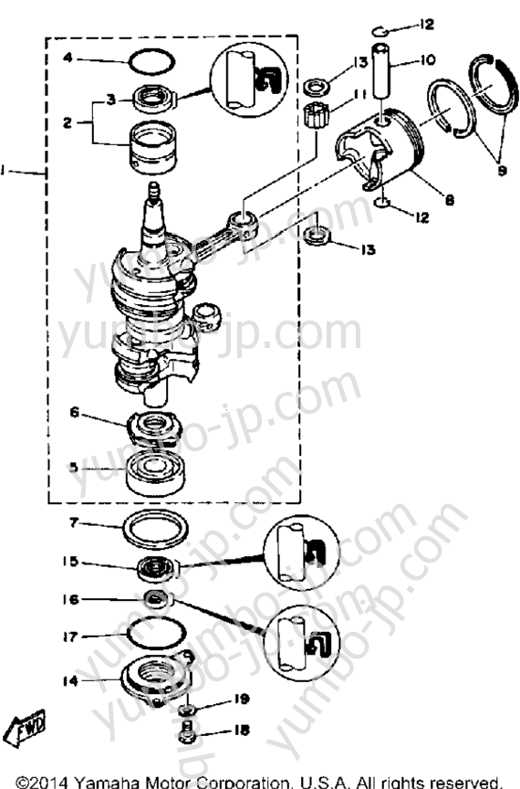 Crank Piston для лодочных моторов YAMAHA 25MLHP 1991 г.