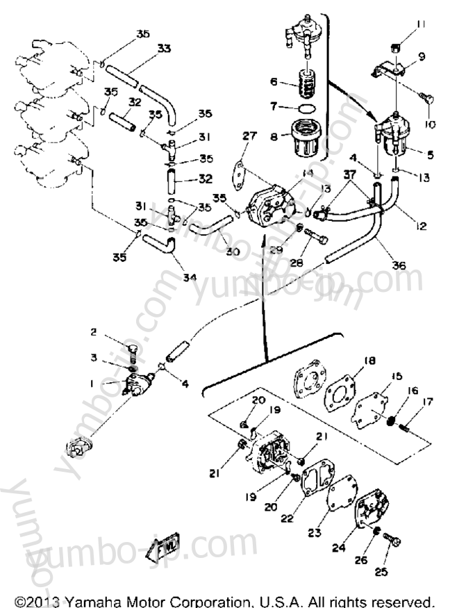 FUEL SYSTEM for outboards YAMAHA PRO50LD 1990 year