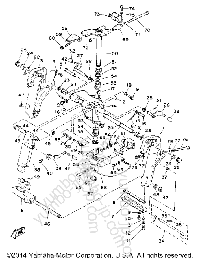 Bracket for outboards YAMAHA 50EJRQ 1992 year
