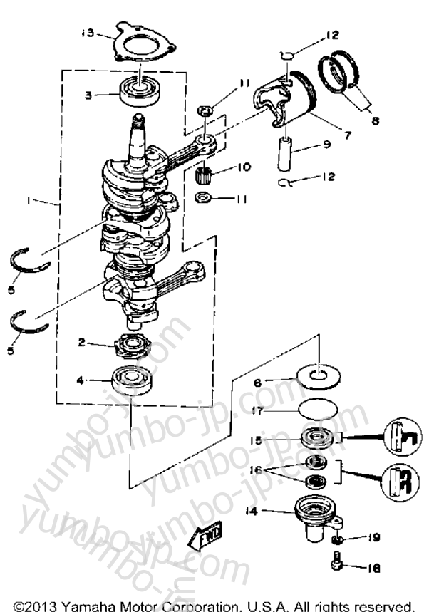 Crank Piston для лодочных моторов YAMAHA PRO50 (P50TLRP) 1991 г.